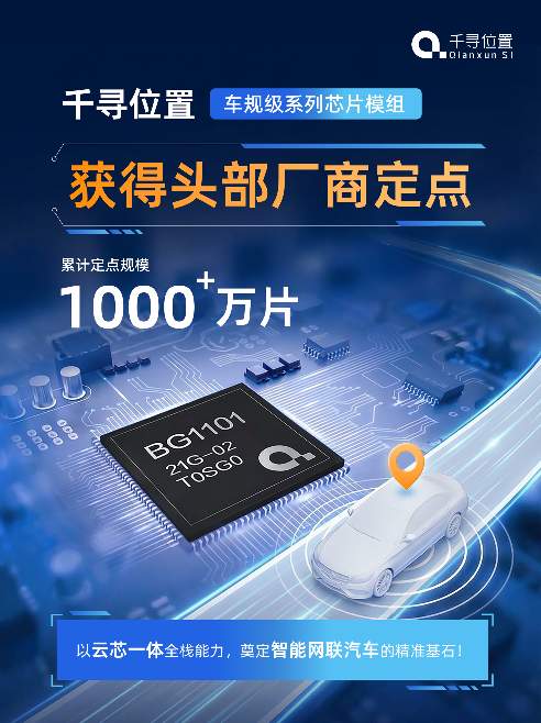 千寻位置车规级芯片模组获定点 累计规模突破千万片